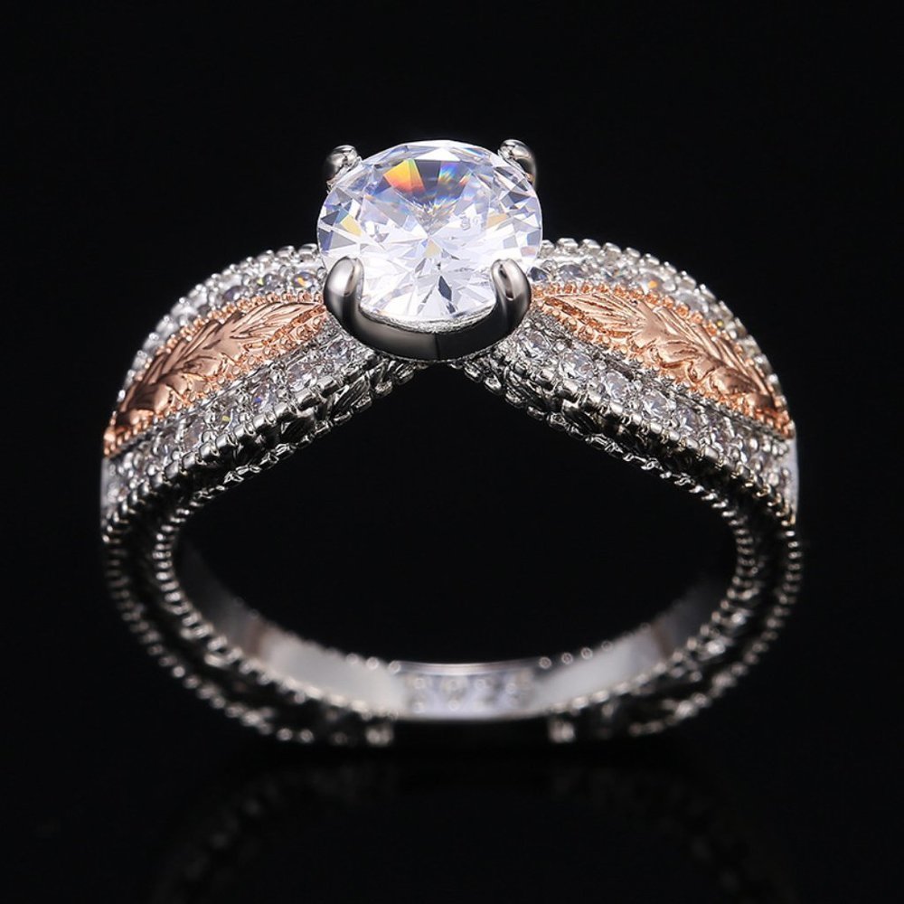 "Beautiful Stone Retro Pattern Carved Silver Vintage Ring for Women, PD705